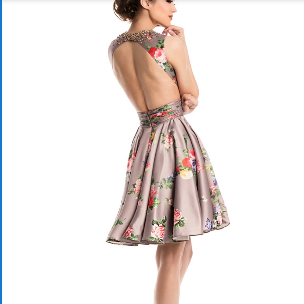 Johnathan Kayne Floral Open-Back Dress